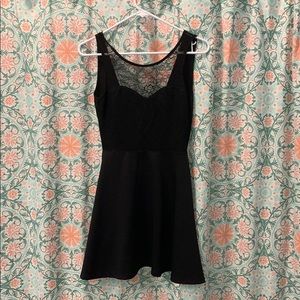 Lace black dress with open back